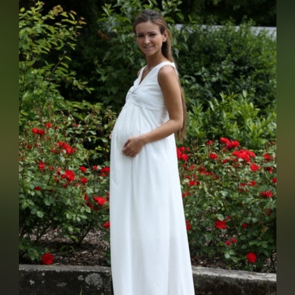 Azazie Madison Maternity Bridesmaids Dress Ivory A16 - Picture 4 of 6